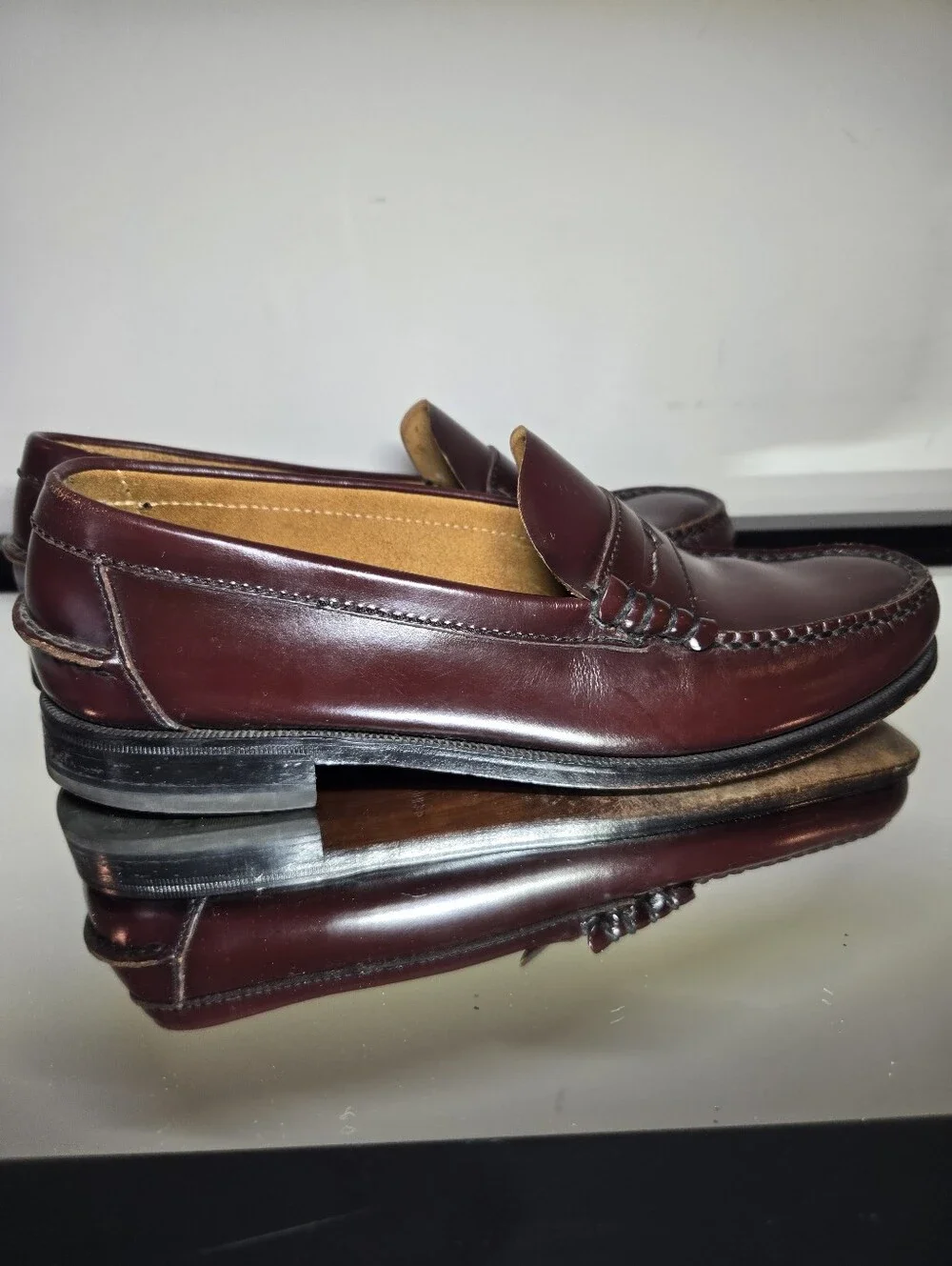 Florsheim Berkley Penny Loafers Men's 9 Mock Toe Burgundy Slip On Classic Preppy